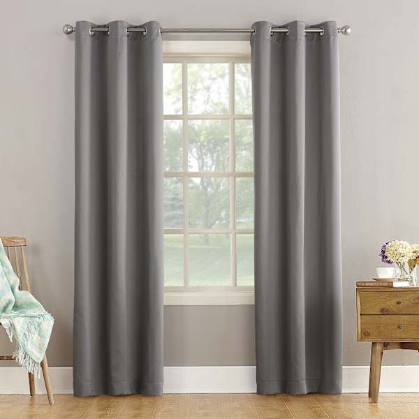 Talita Grey Room Darkening Grommet Curtain Panel, 63"