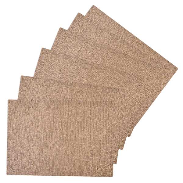 Set of 6 Glamour Gold Woven Vinyl Placemats, 18x13