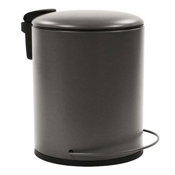 Hans Matte Charcoal Metal Step Trash Can & Removable Liner, 5l