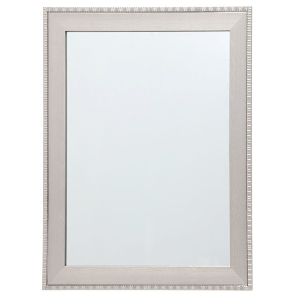 Grey Striped Trim Framed Rectangle Wall Mirror, 22x28