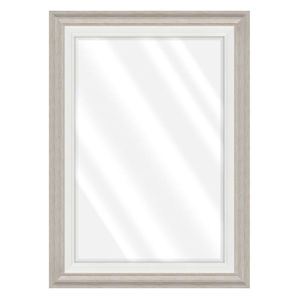 Janice Distressed Grey & White Rectangle Wall Mirror, 31x43