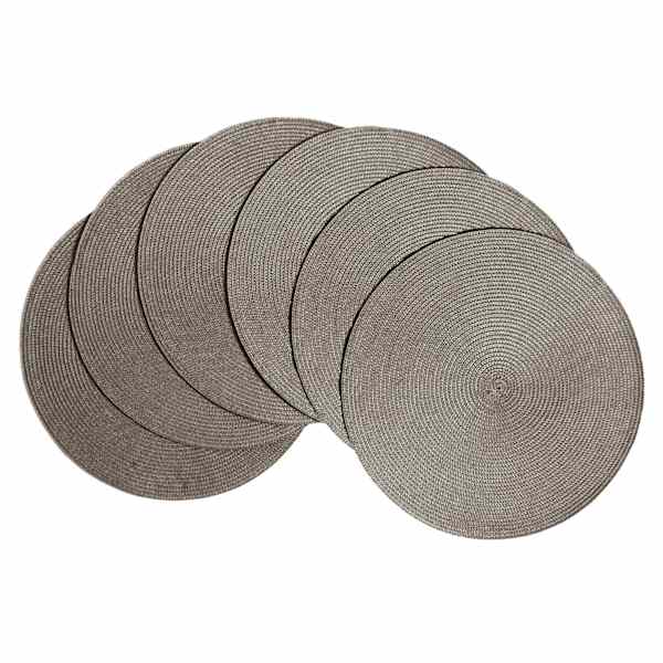 Veranda Set of 6 Cement Grey Placemats, 15"