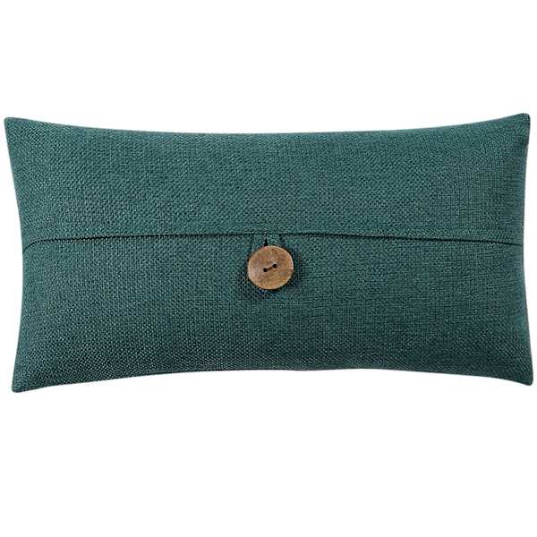 Clayton Teal Coconut Button Throw Pillow, 13x24