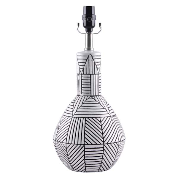 White & Grey Geo Ceramic Accent Lamp Base, 18"