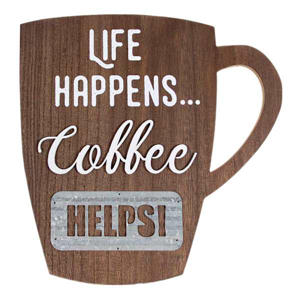 Life Happens Coffee Helps Wall Decor, 12"