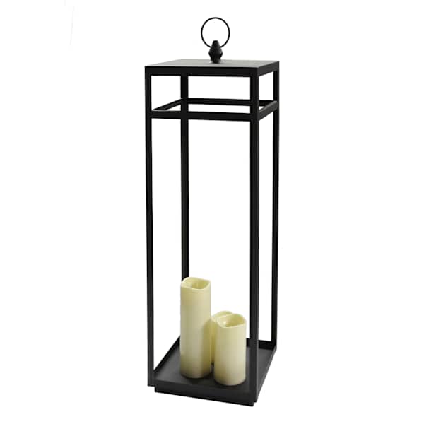 White Pre-Lit LED Metal Floor Lantern, 32"