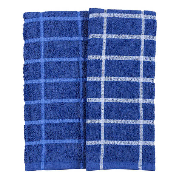 Set of 2 Windowpane Kitchen Towels, Blue