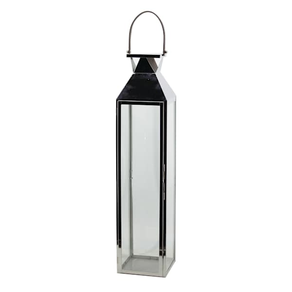 Oversized Electroplated Gunmetal Floor Lantern, 31"