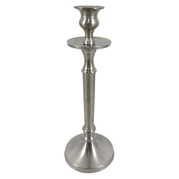 Matte Silver Taper Candle Holder, 10"