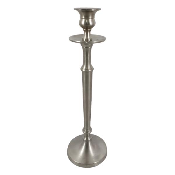 Matte Silver Taper Candle Holder, 12"
