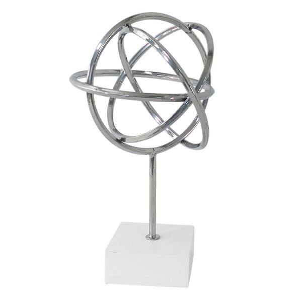 Laila Ali Round Circle Orb Sculpture with Marbled Base, 15"