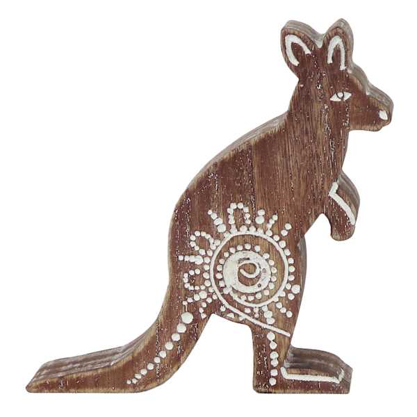 Wooden Kangaroo Figurine, 9"