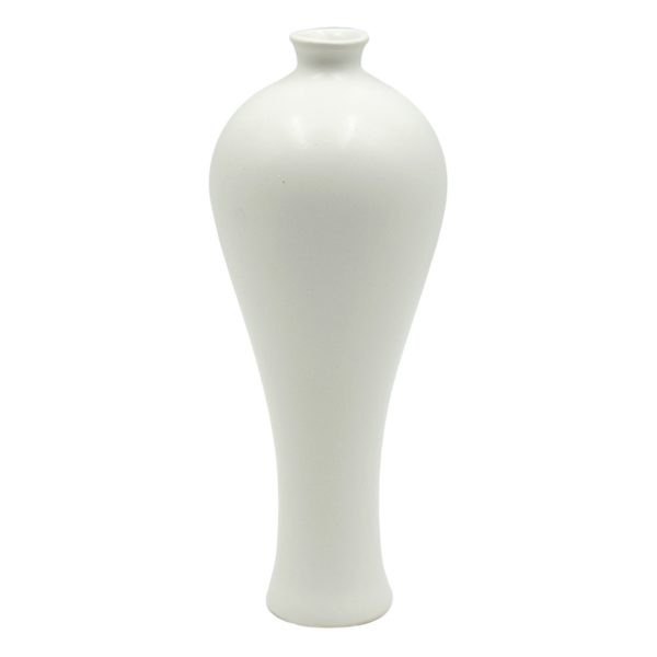 White Ceramic Vase, 6.5"