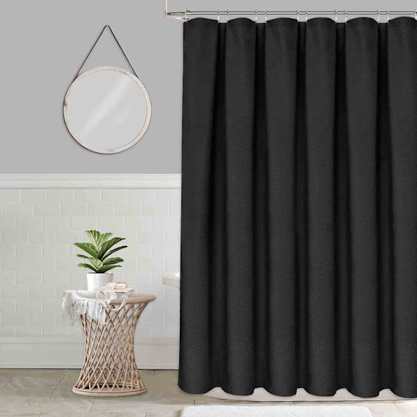 Tilly Black Diamond Embossed Shower Curtain, 72"