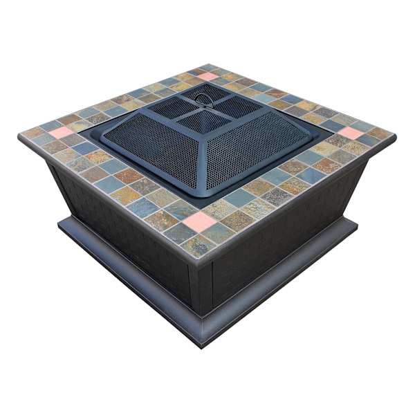 Providence Boulder Slate Top Square Fire Pit Table, 36"
