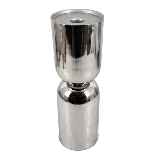 Laila Ali Silver Metal Hourglass Candle Holder, 10"