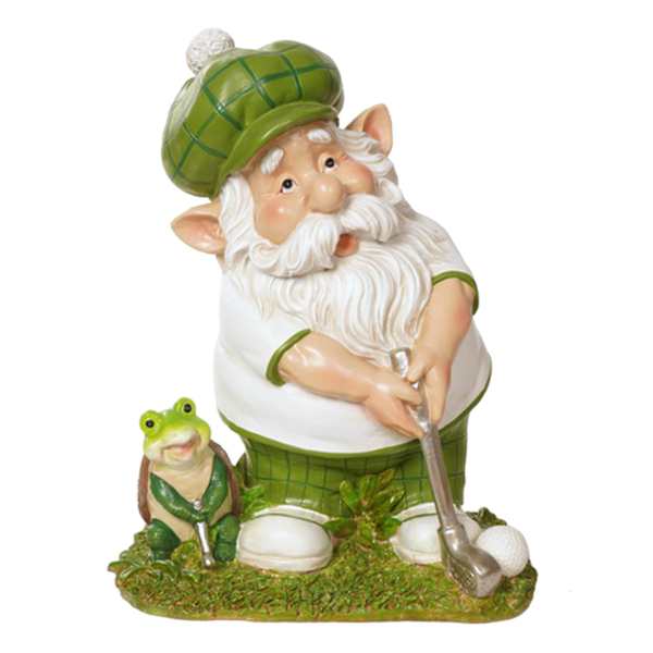 Golf Gnome Outdoor Garden Statue, 10.5"