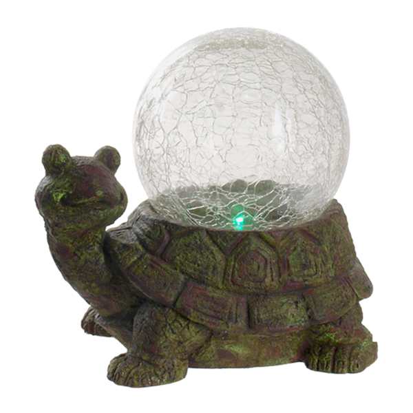 Solar Tortoise Outdoor Garden Statue, 7"