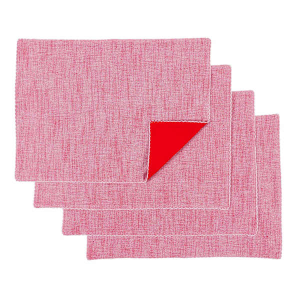 Bistro Set of 4 Chambray Red Placemats, 18x13