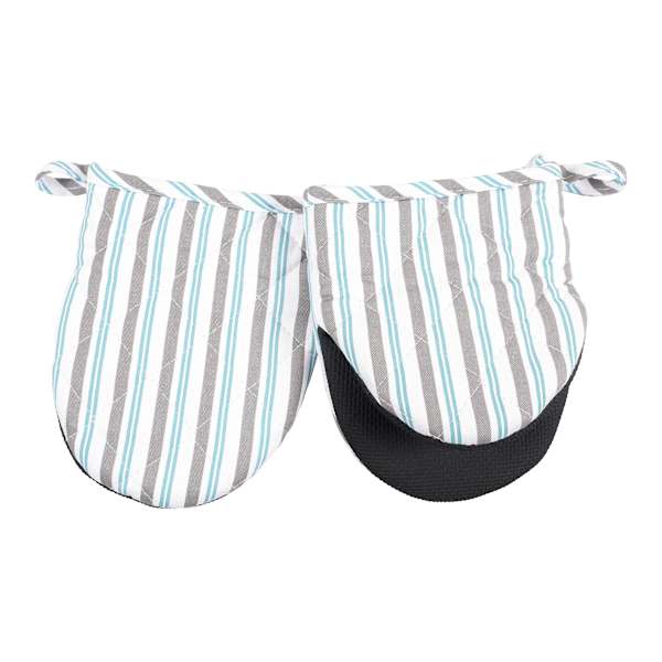 Set of 2 Nile Blue Striped Mini Oven Mitt Set