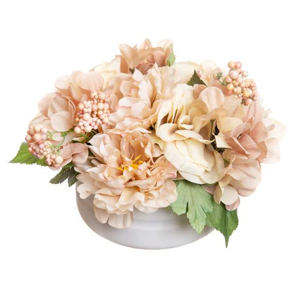 Neutral Roses with Cement Planter, 12"