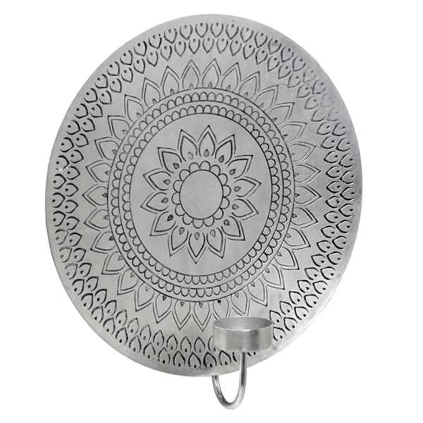 Silver Iron Etched Tealight Holder, 11"