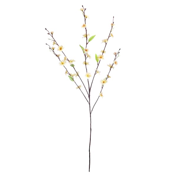 Yellow Peach Blossom Floral Stem, 36.5"