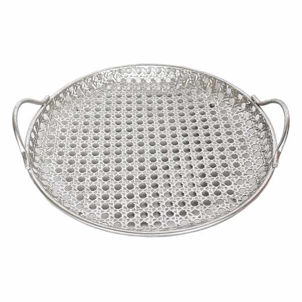 Grace Mitchell Round Woven Metal Tray, 18"