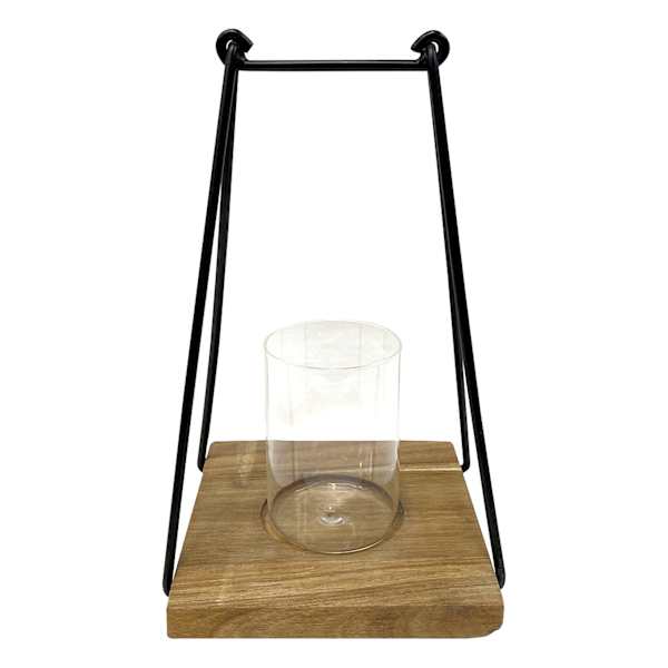 Honeybloom Metal & Wood Candle Holder, 10"