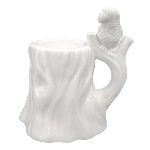 Grace Mitchell White Bird on Tree Candle Holder, 5"