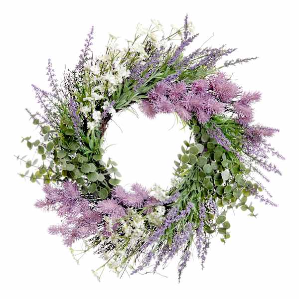 Purple Lavender & Thistle Floral Wreath, 22"
