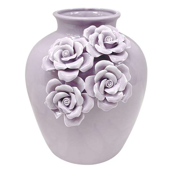 Grace Mitchell Purple Floral Ceramic Vase, 8"