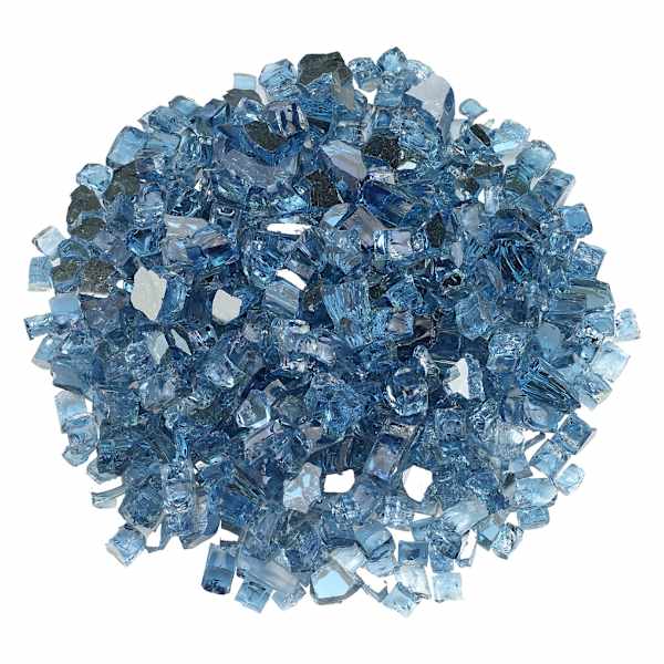 Pacific Blue Thick Reflective Fire Glass, 5.5"