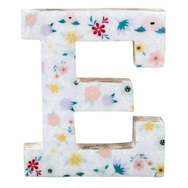 6" Floral Wooden Letter, E