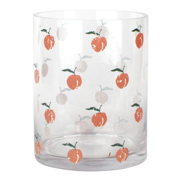 Peach Printed Clear Glass Vase, 6"