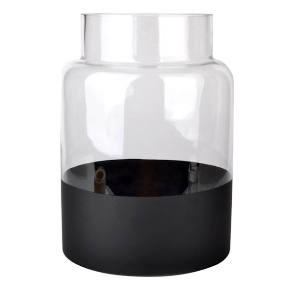 Clear Glass Vase with Black Base, 9"