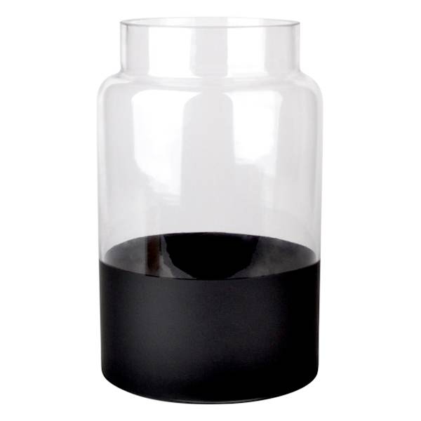 Clear Glass Vase with Black Base, 11"