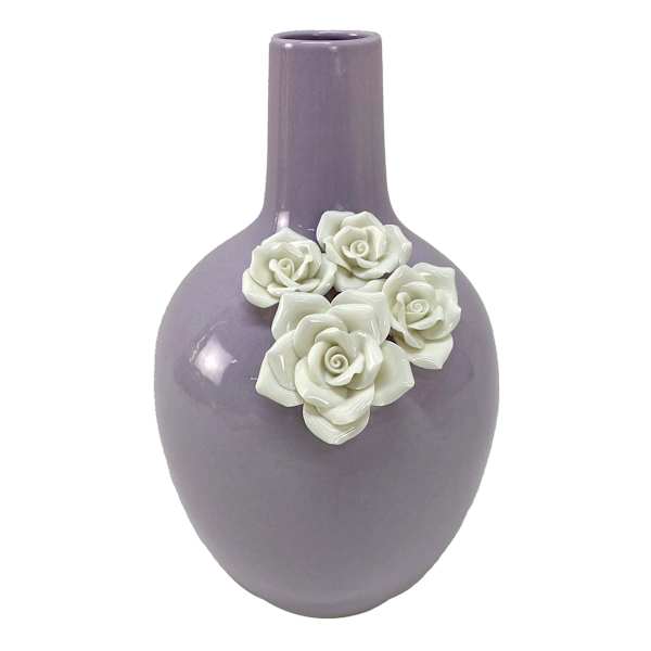 Grace Mitchell Purple Floral Ceramic Vase, 10.5"