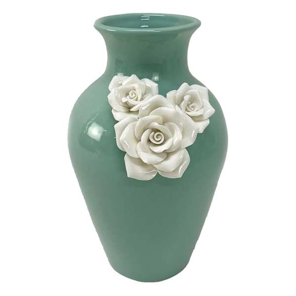 Grace Mitchell Blue Floral Ceramic Vase, 9"