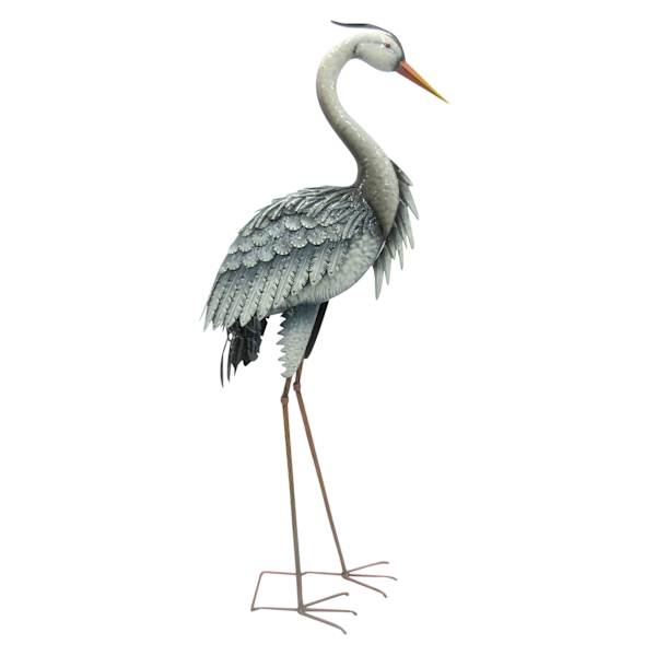 Crane Metal Outdoor Garden Statue, 43"