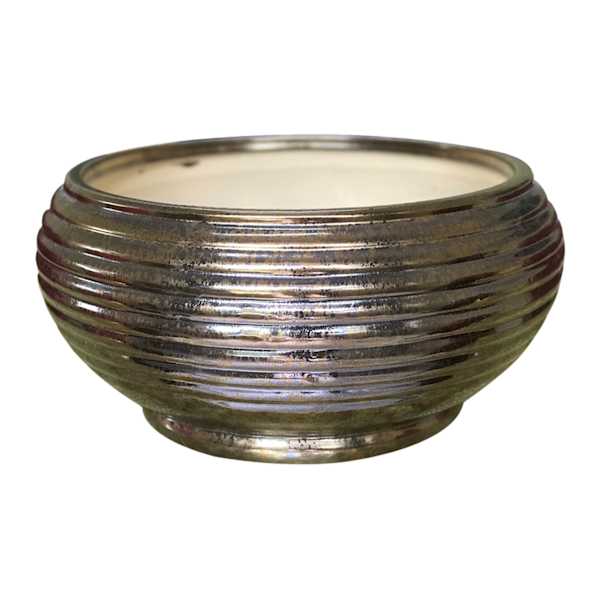 Striped Bronze Low Bowl Outdoor Outdoor Planter, Small