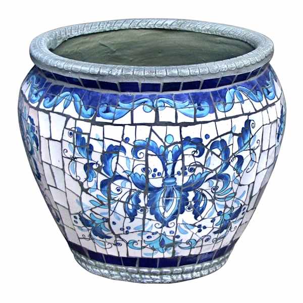 Tuscan Mosaic Tile Ceramic Outdoor Planter, Large