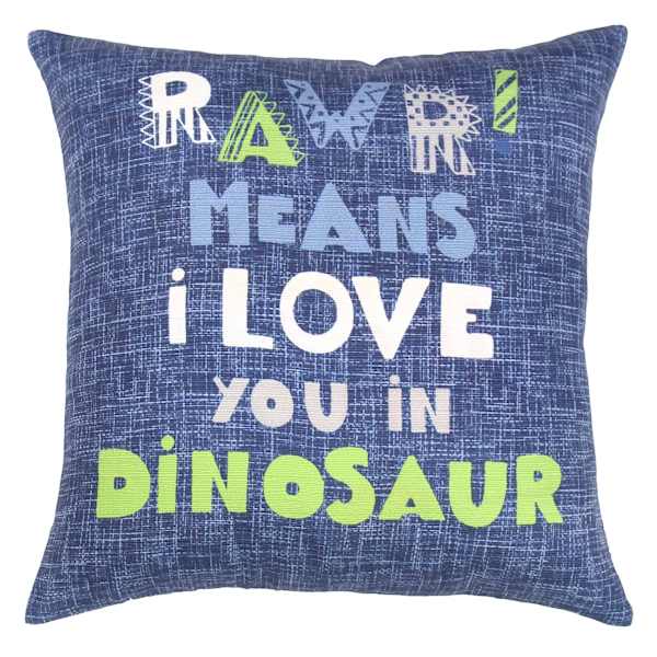 Tiny Dreamers Blue Dino Language Throw Pillow, 16"