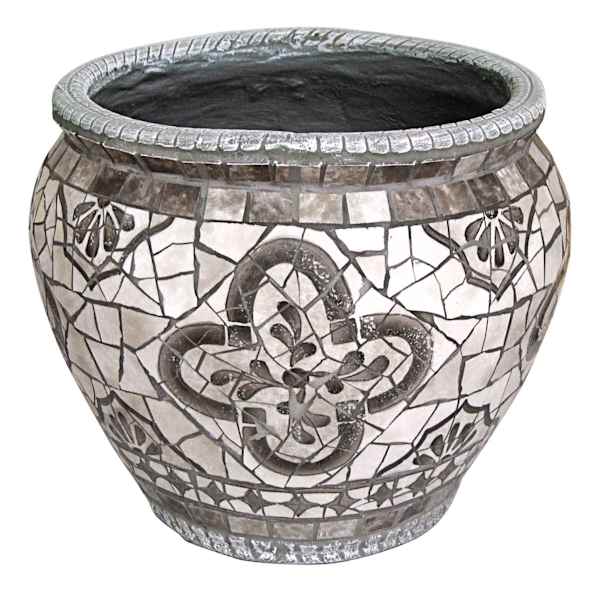 Grey Mosaic Tile Ceramic Outdoor Planter, Large