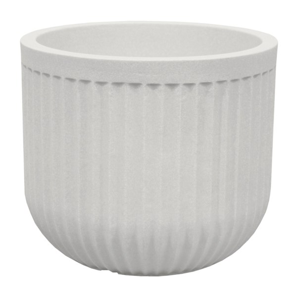 Japi Off-White Fluted Low Outdoor Planter, Medium
