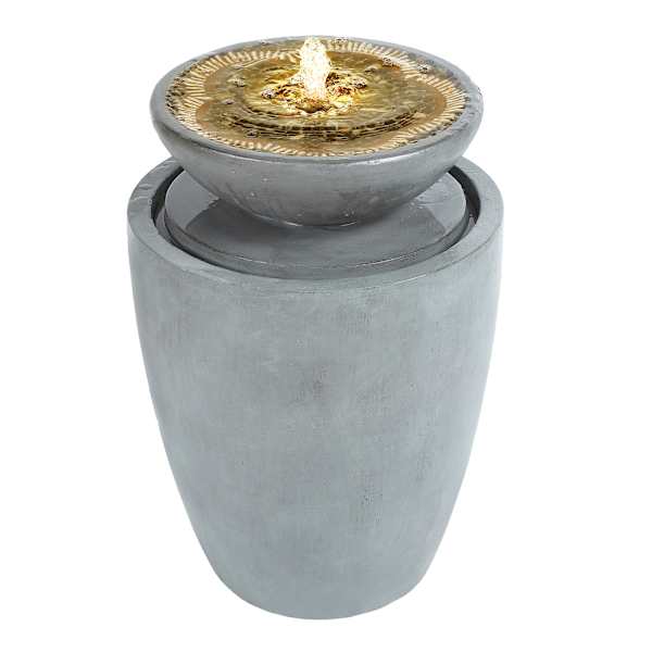 Embossed Grey Rock Outdoor Garden Fountain, 22.8"