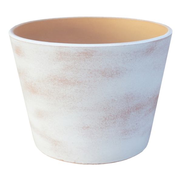 Indoor Whitewashed Terracotta Cone Planter, Small
