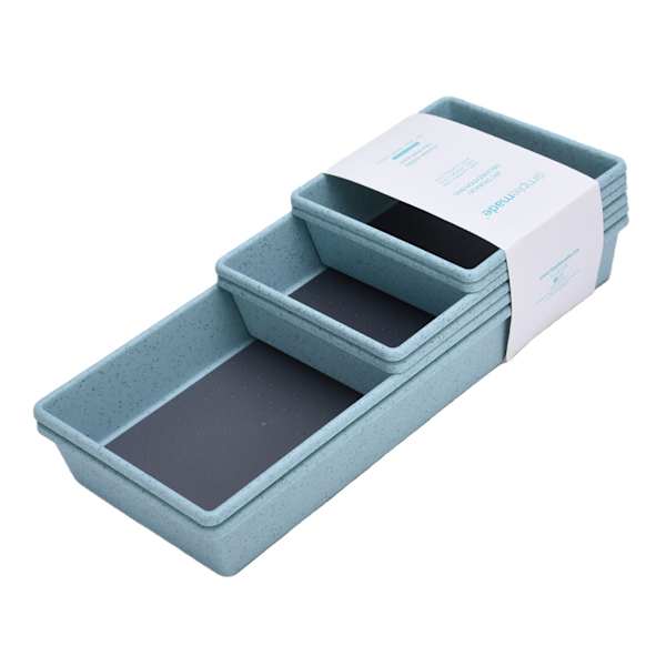 Set of 6 Non-Slip Drawer Organizer Bins, Mint Green