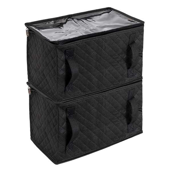 2-Pack Black Quilted Storage Bag with Handles