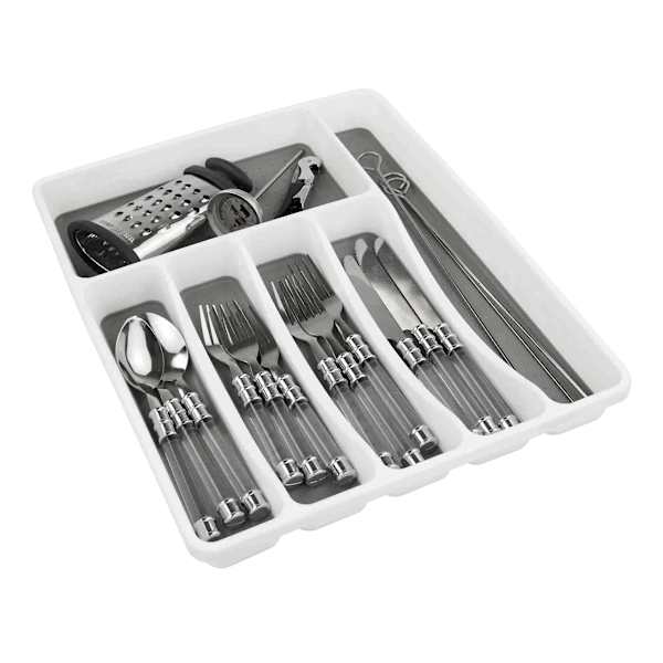 Large Cutlery Organizer Tray with Rubber Liner